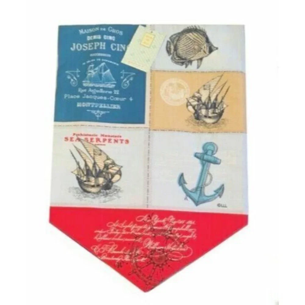 Nautical Table Runner Anchor Boats Beach Summer House 100% Cotton 13x36